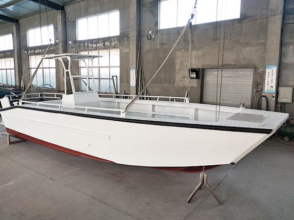 Aluminum Electrofishing Boat navigating shallow waters for biological sampling