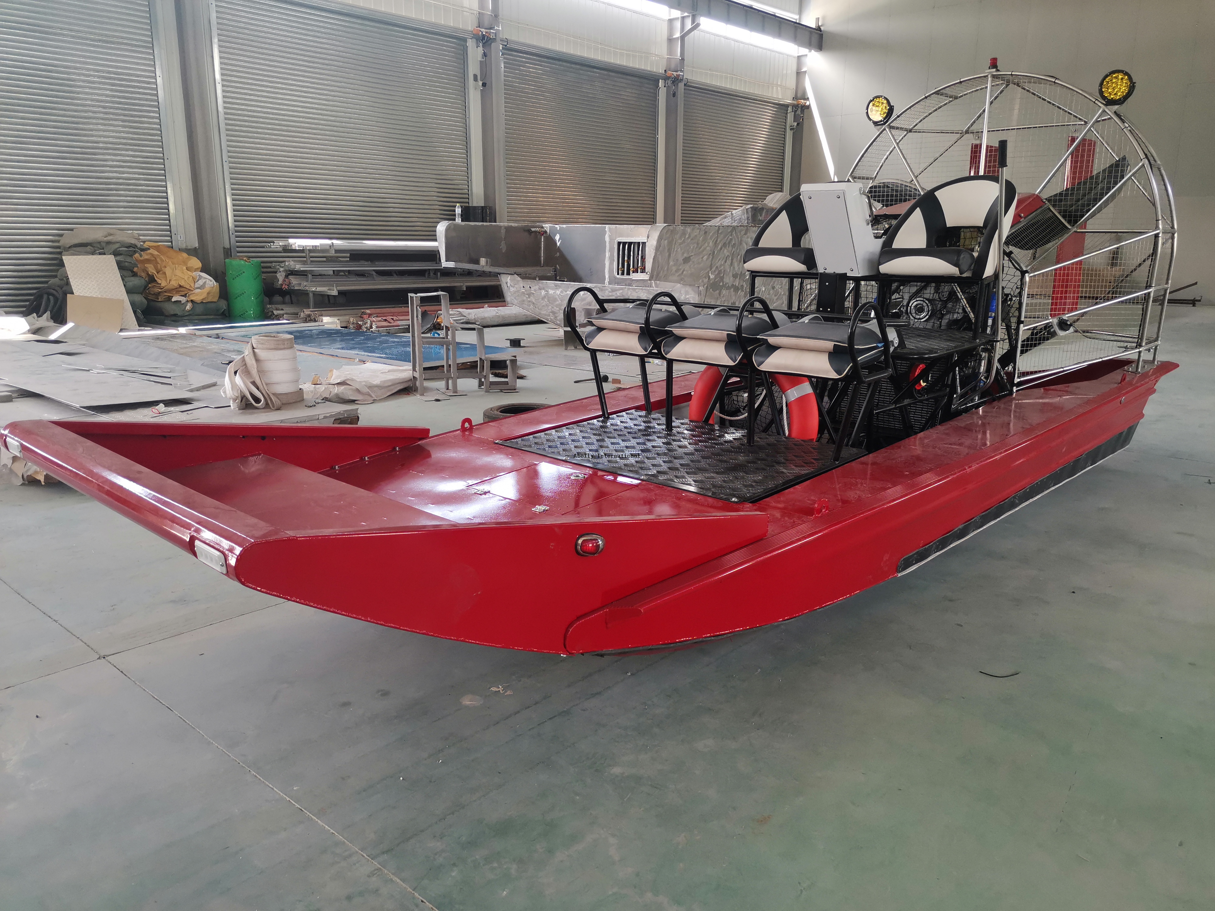 Aluminum Airboat navigating shallow water